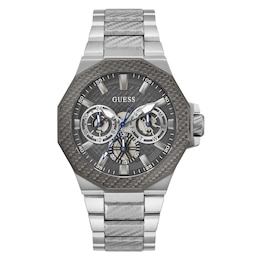 Guess Indy Men's Grey Tone Stainless Steel Bracelet Watch
