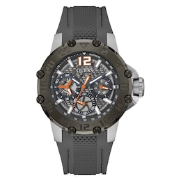 Guess Contender Men's Chronograph Dial Black Silicone Strap Watch