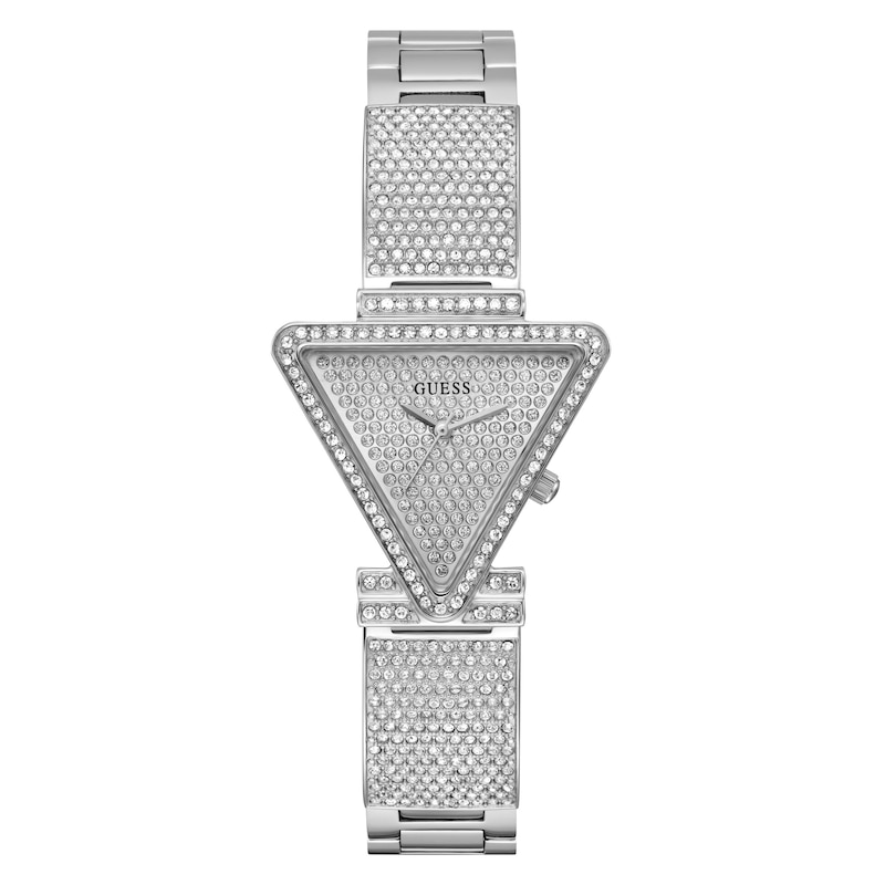 Main Image 1 of Guess Fame Ladies' Triangle Crystal Dial Silver Tone Stainless Steel Watch