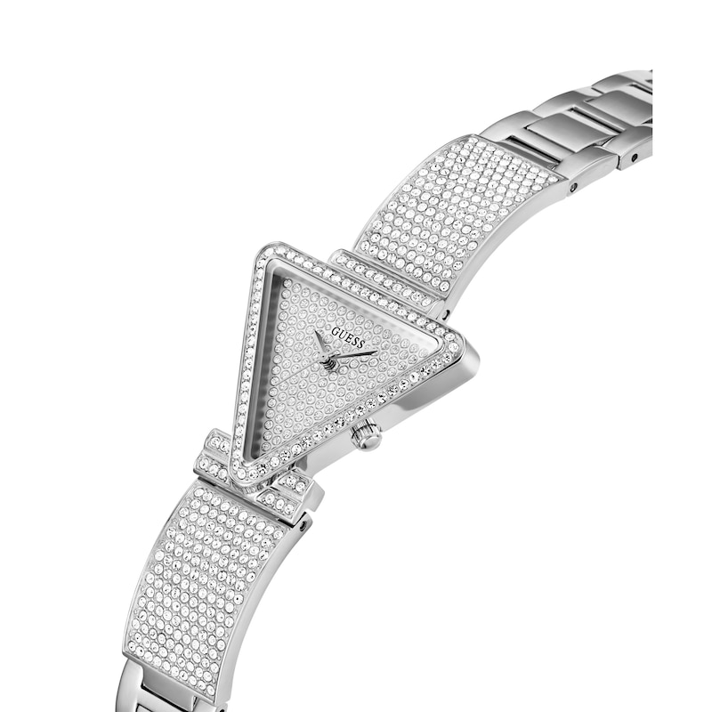 Main Image 5 of Guess Fame Ladies' Triangle Crystal Dial Silver Tone Stainless Steel Watch