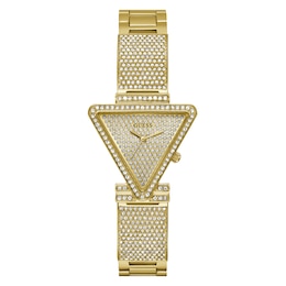 Guess Fame Ladies' Triangle Crystal Dial Gold Tone Stainless Steel Watch