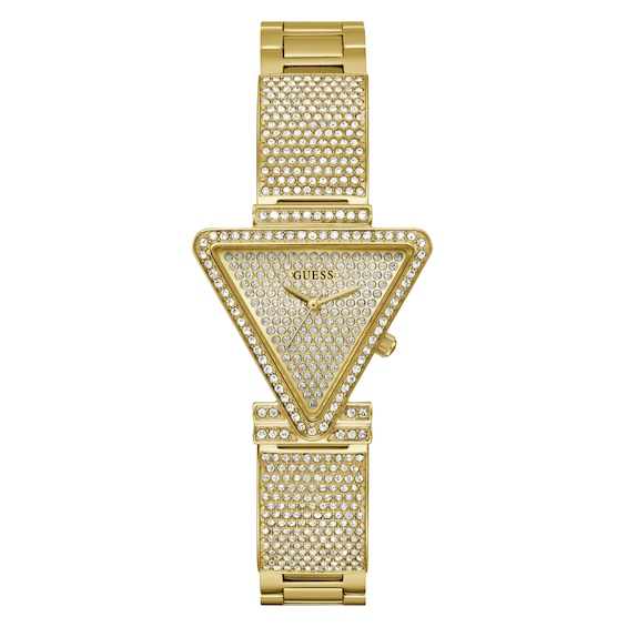 Guess Fame Women's Triangle Crystal Dial Gold Tone Stainless Steel Watch