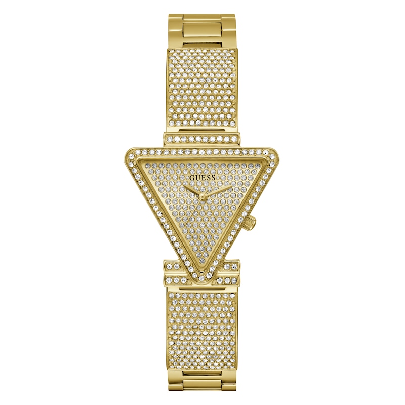 Main Image 1 of Guess Fame Ladies' Triangle Crystal Dial Gold Tone Stainless Steel Watch