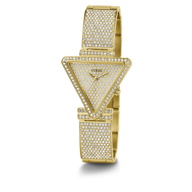 Main Image 4 of Guess Fame Ladies' Triangle Crystal Dial Gold Tone Stainless Steel Watch