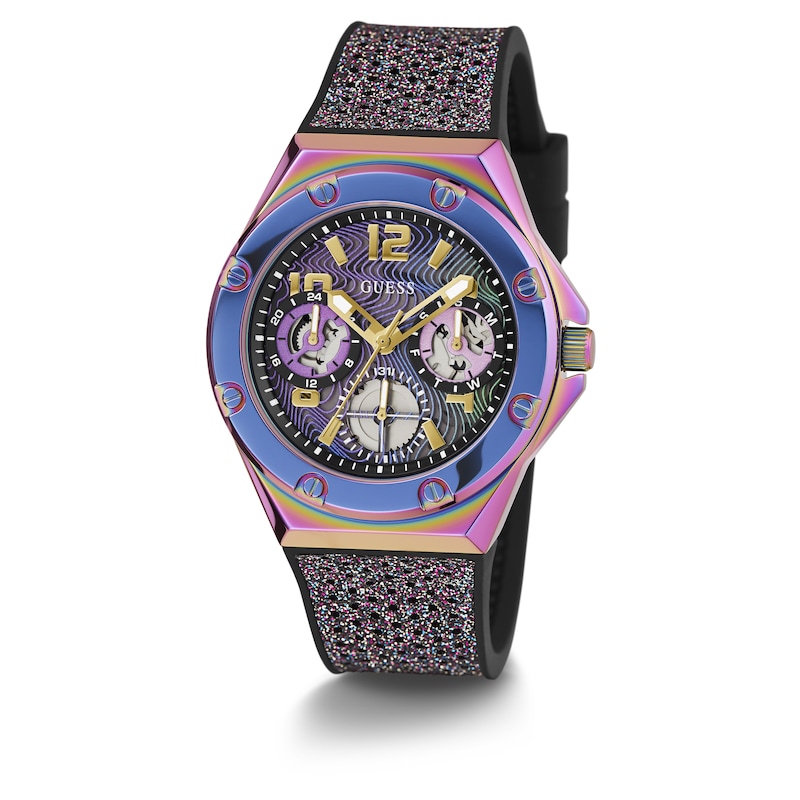 Main Image 4 of Guess Asteria Ladies' Sparkly Purple Silicone Strap Watch