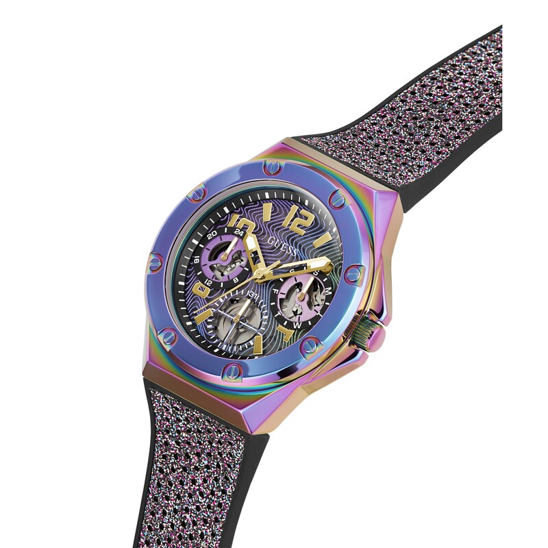 Main Image 5 of Guess Asteria Ladies' Sparkly Purple Silicone Strap Watch