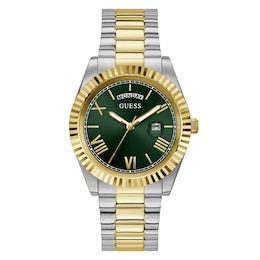 Guess Connoisseur Men's Green Dial Two Tone Stainless Steel Watch