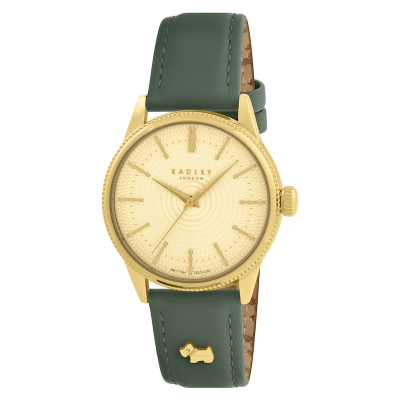 Main Image 1 of Radley Ladies' Coin Edge Bezel Dark Green Leather Strap Watch