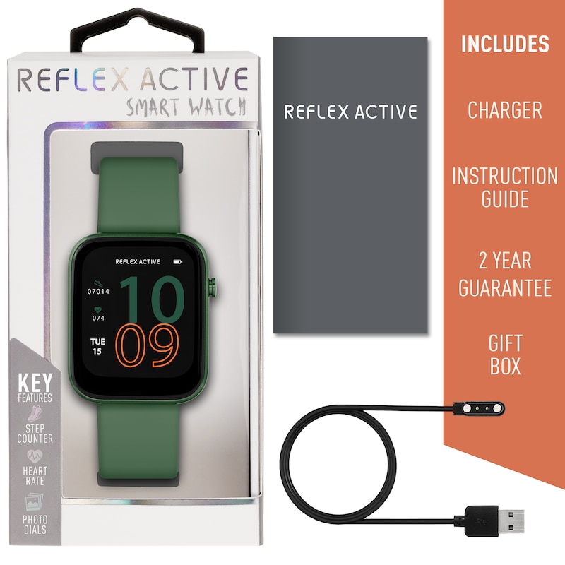 Main Image 7 of Reflex Active Series 12 Ladies' Dark Green Silicone Strap Smart Watch