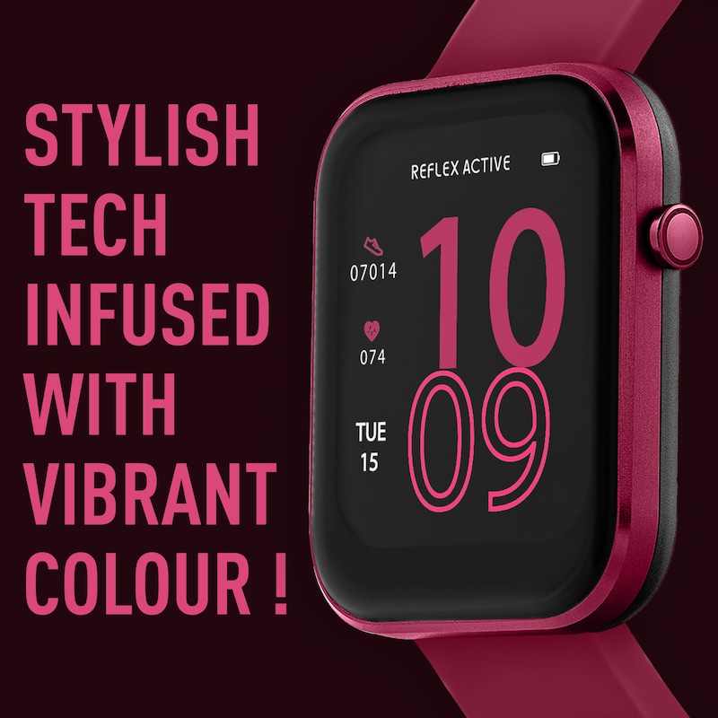Main Image 4 of Reflex Active Series 12 Ladies' Berry Silicone Strap Smart Watch