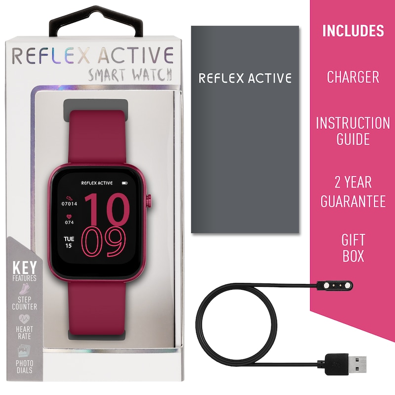 Main Image 7 of Reflex Active Series 12 Ladies' Berry Silicone Strap Smart Watch