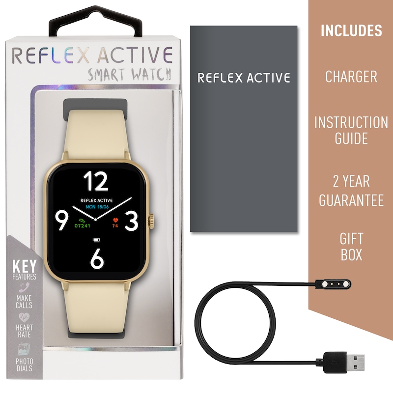 Main Image 3 of Reflex Active Series 23 Ladies' GP Cream Silicone Strap Smart Watch