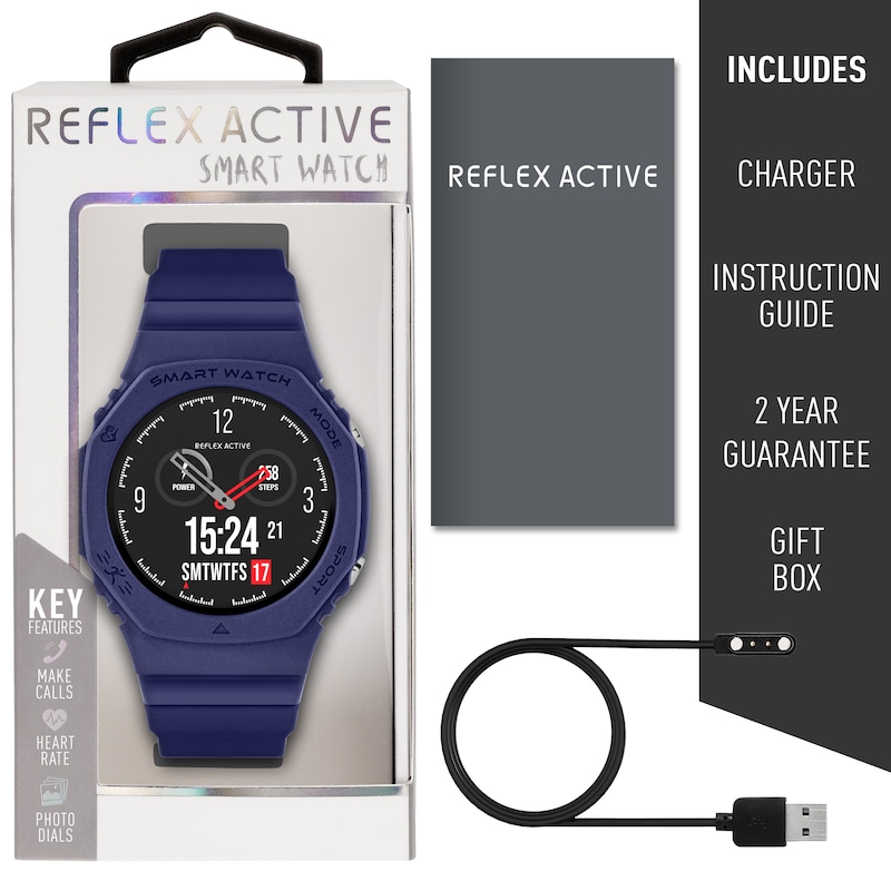 Main Image 6 of Reflex Active Series 26 Blue Silicone Strap Smart Watch