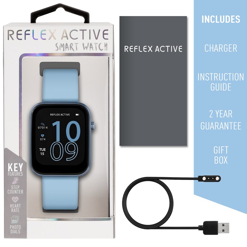 Reflex Active Series 12 Ladies' Denim Silicone Strap Smart Watch