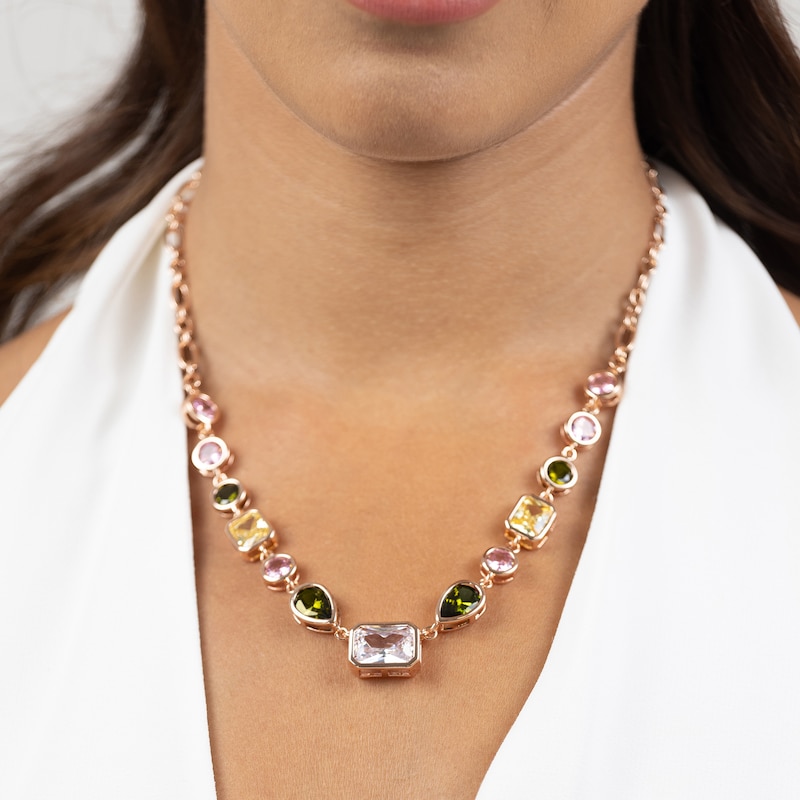 Main Image 4 of Radley Ladies' Tulip Street 18ct Rose Gold Plated Multi Shaped Czech Stone Necklace