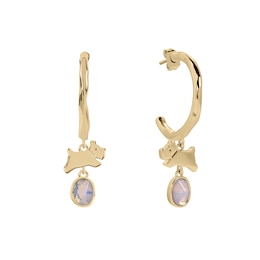 Radley Ladies' Sloane Square 18ct Gold Plated Moon Stone Jumping Dog Hoop Earrings