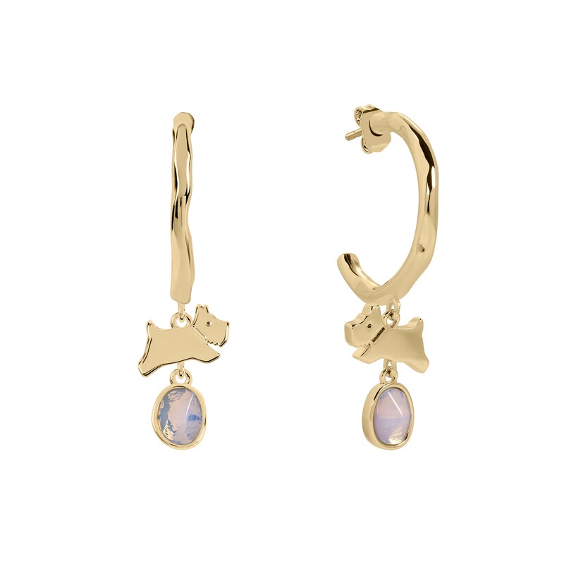 Main Image 1 of Radley Ladies' Sloane Square 18ct Gold Plated Moon Stone Jumping Dog Hoop Earrings