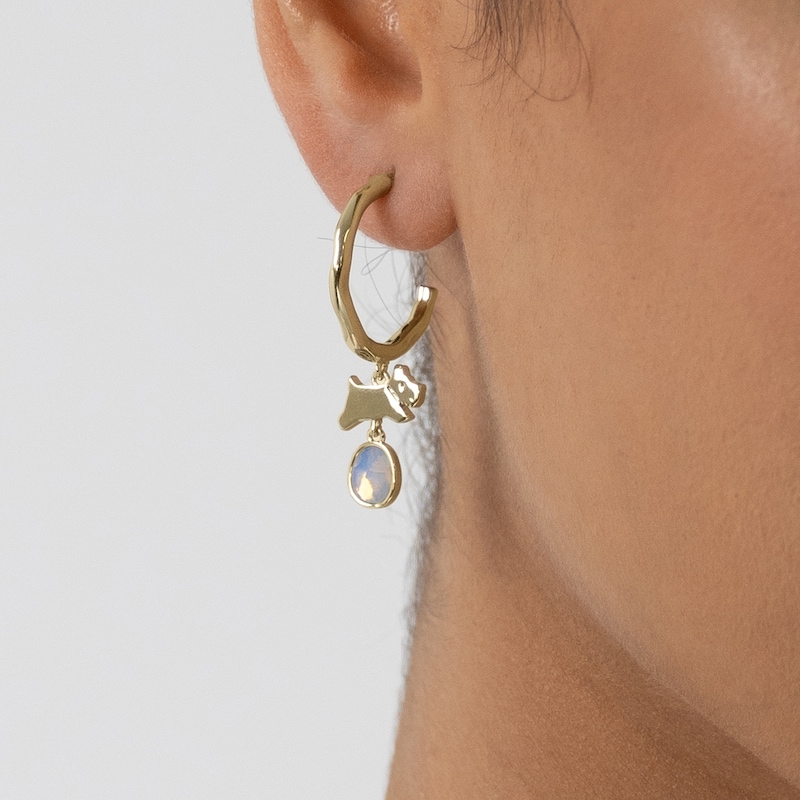 Main Image 2 of Radley Ladies' Sloane Square 18ct Gold Plated Moon Stone Jumping Dog Hoop Earrings