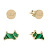 Thumbnail Image 1 of Radley Ladies' Dukes Place 18ct Gold Plated Round Disc & Green Malachite Coloured Resin Jumping Dog Earring Set