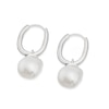 Thumbnail Image 1 of Emmy London Platinum Plated Sterling Silver Baroque Pearl Hoop Earrings