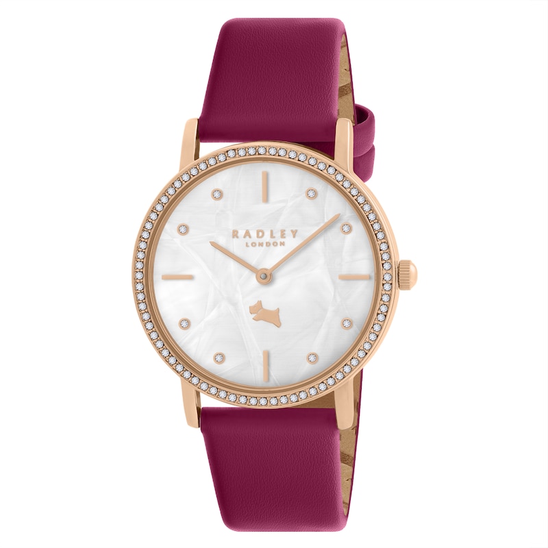 Main Image 1 of Radley Iconic Ladies' Stone Set Dark Rose Leather Strap Watch