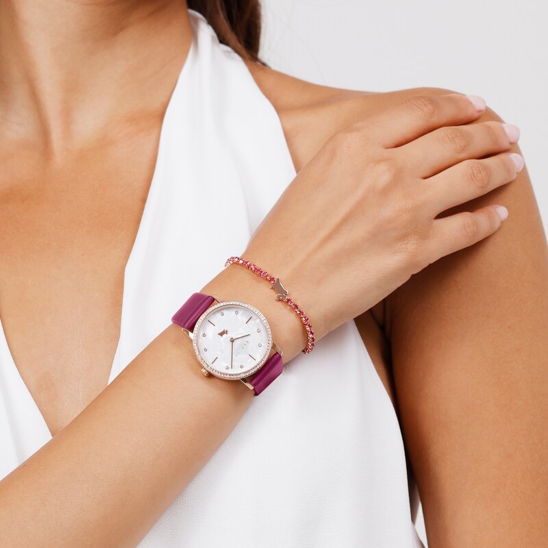 Main Image 2 of Radley Iconic Ladies' Stone Set Dark Rose Leather Strap Watch