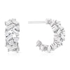 Thumbnail Image 0 of Emmy London Platinum Plated Sterling Silver Round and Baguette-Shaped Cubic Zirconia Cluster Chunky Hoop Earrings