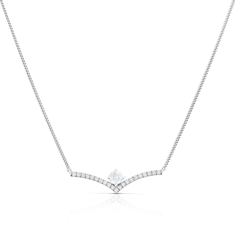 The Forever Diamond Sterling Silver 0.25ct Diamond V Bar Necklace