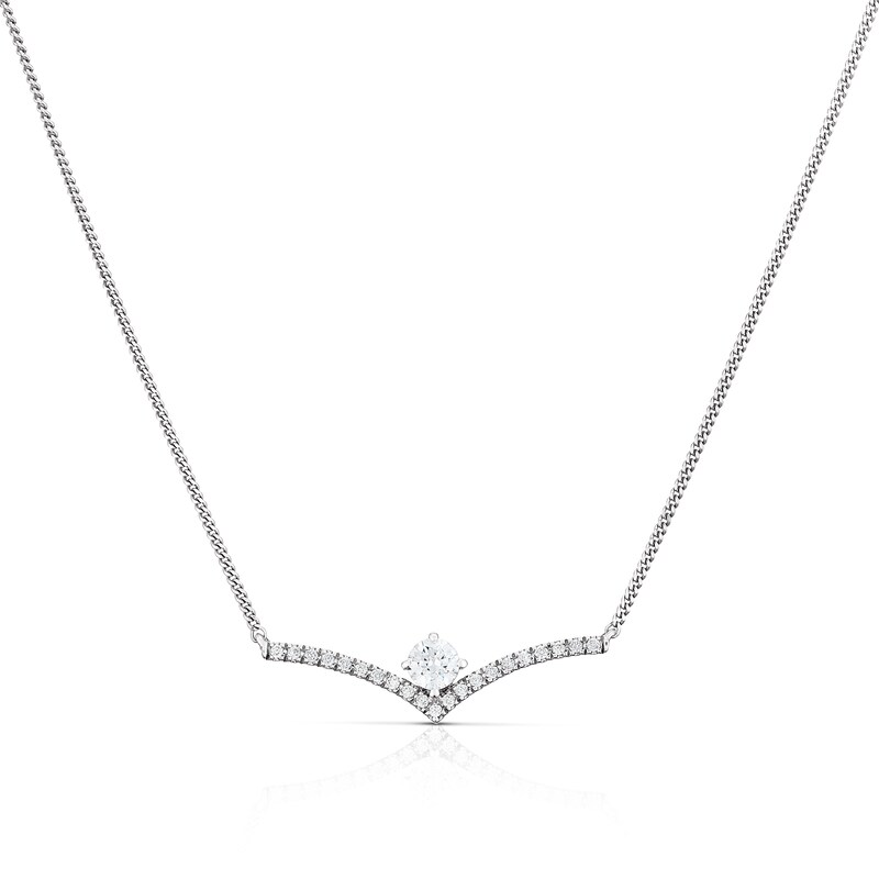 The Forever Diamond Sterling Silver 0.25ct Diamond V Bar Necklace H