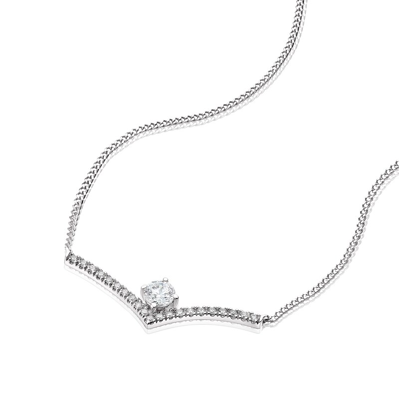 The Forever Diamond Sterling Silver 0.25ct Diamond V Bar Necklace H