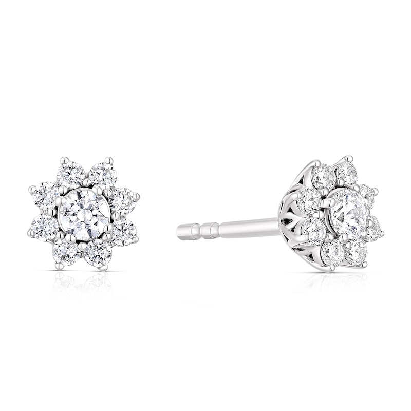 The Forever Diamond Sterling Silver 0.30ct Diamond Halo Flower Stud Earrings
