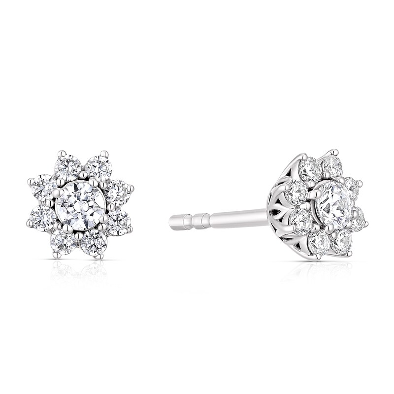 Main Image 1 of The Forever Diamond Sterling Silver 0.30ct Diamond Halo Flower Stud Earrings