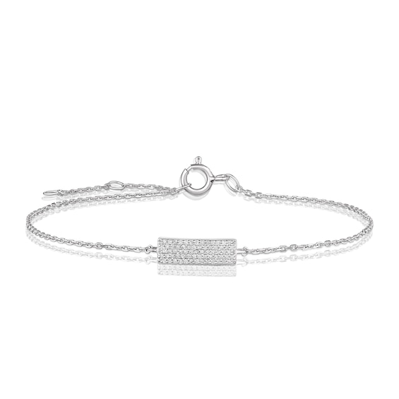 Sterling Silver Diamond Chain ID Bracelet