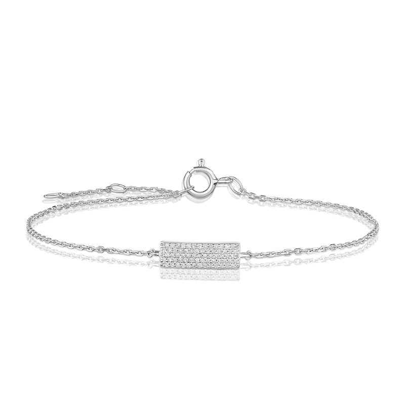 Main Image 1 of Sterling Silver Diamond Chain ID Bracelet