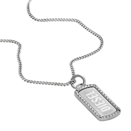 Diesel Men's Stainless Steel Dog Tag Necklace