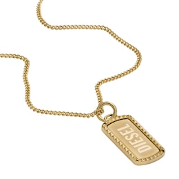 Diesel Men's Gold Tone Stainless Steel Dog Tag Necklace