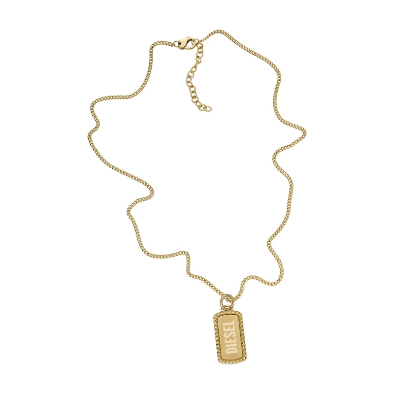 Main Image 2 of Diesel Men's Gold Tone Stainless Steel Dog Tag Necklace