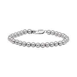 Armani Exchange Men's Beaded Silver Tone Bracelet