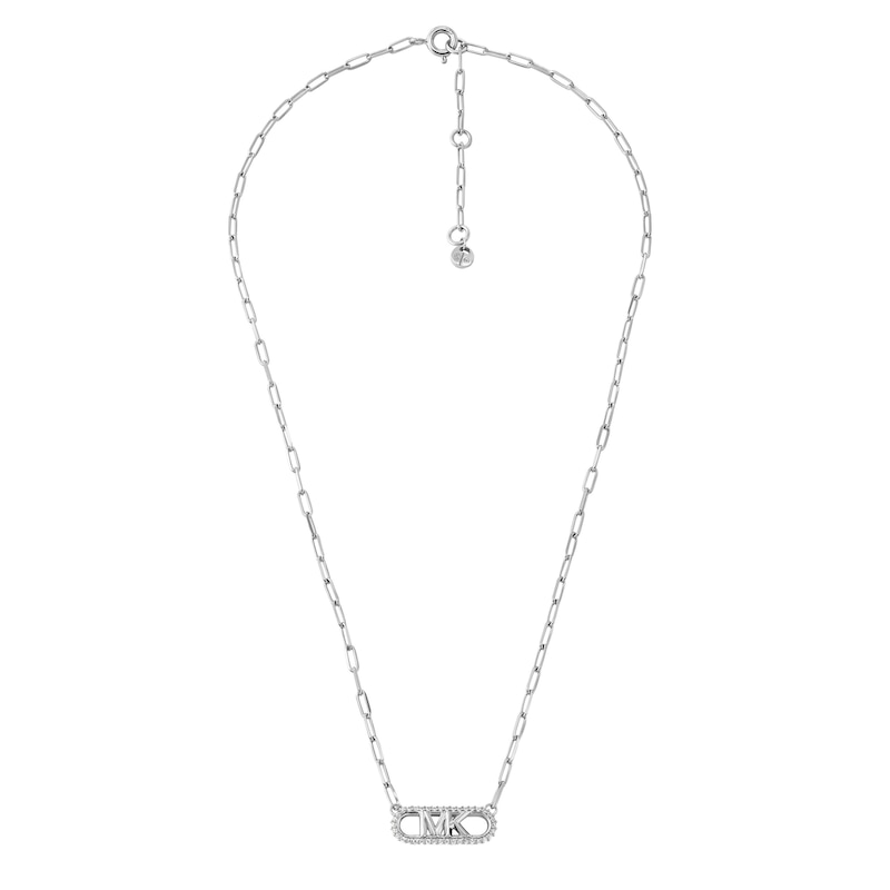 Main Image 2 of Michael Kors Ladies' MK Cubic Zirconia Paper Link Stainless Steel Chain Necklace