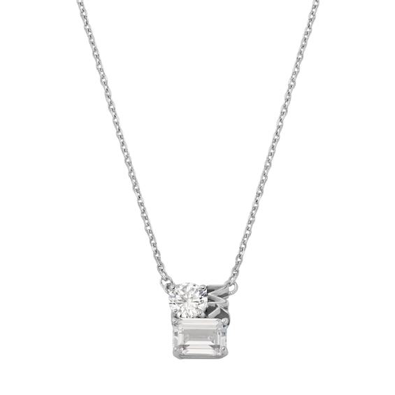 Michael Kors Ladies Round And Emerald Cut Cubic Zirconia Stainless Steel Pendant Necklace