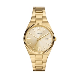 Fossil Scarlette Ladies' Textured Bezel Gold Tone Bracelet Watch