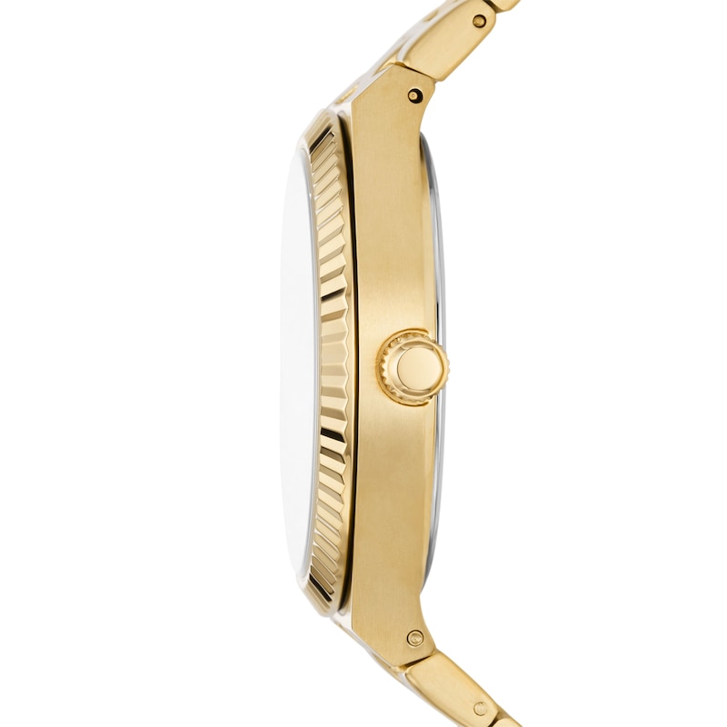 Fossil Scarlette Ladies' Textured Bezel Gold Tone Bracelet Watch