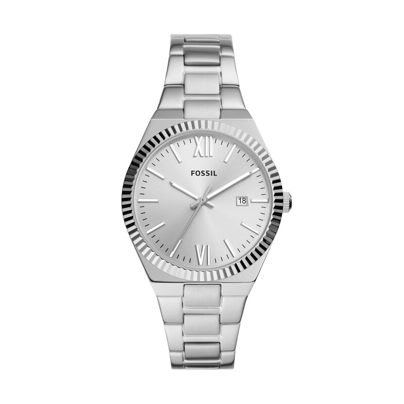 Fossil Scarlette Ladies' Textured Bezel Stainless Steel Bracelet Watch