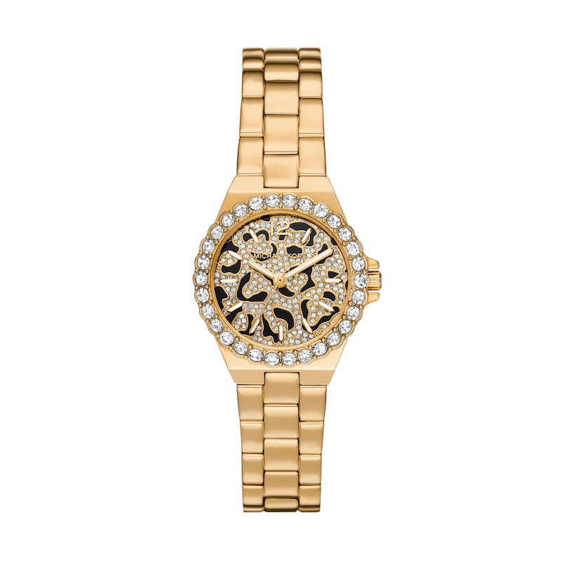 Michael Kors Lennox Ladies' Cheetah Enamel Gold Tone Stainless Steel Watch