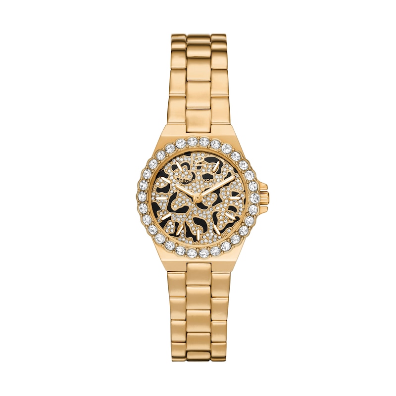 Main Image 1 of Michael Kors Lennox Ladies' Cheetah Enamel Gold Tone Stainless Steel Watch