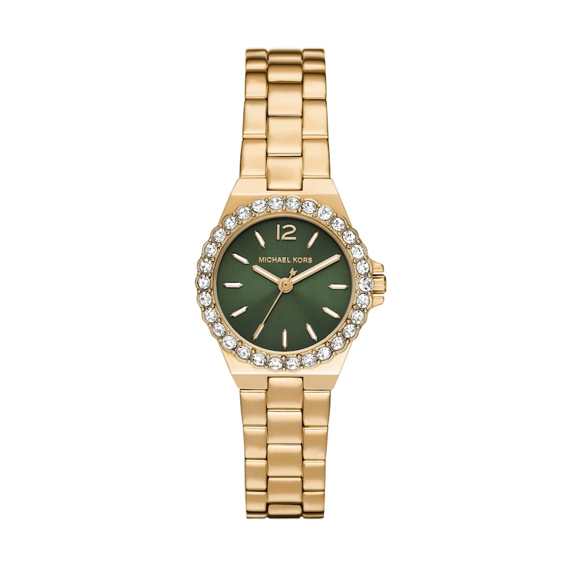 Michael Kors Lennox Ladies' Green Sunray Dial Gold Tone Stainless Steel Bracelet Watch