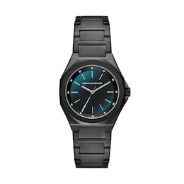 Armani Exchange Ladies' Blue Dial & Black Stainless Steel Bracelet Watch