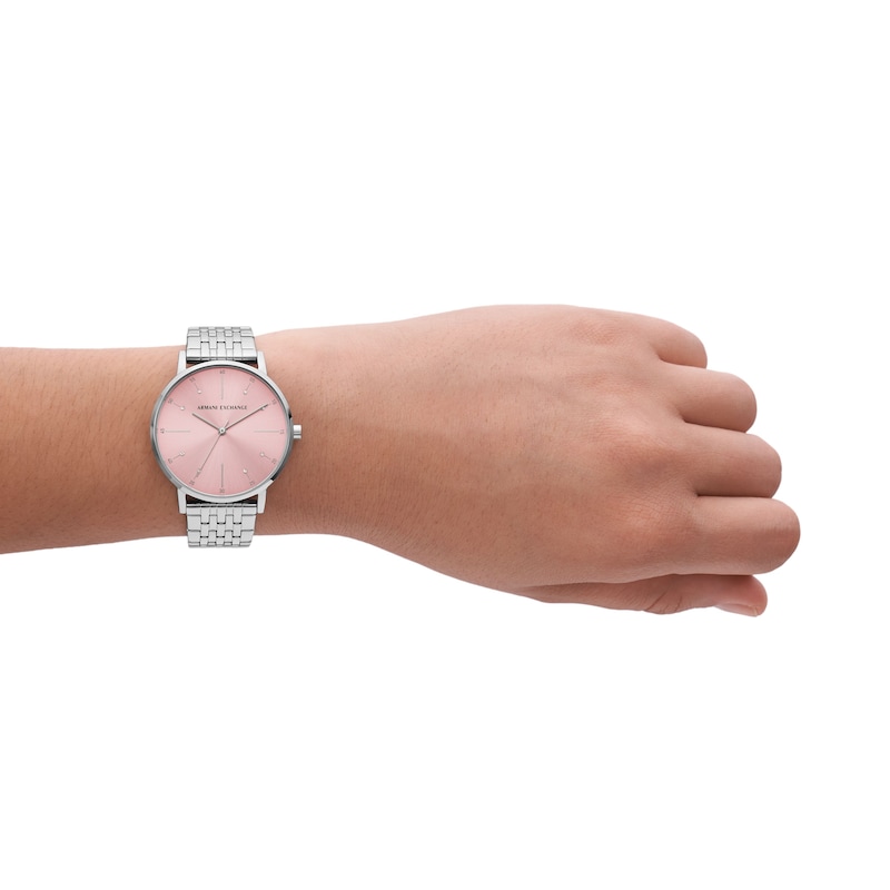 Armani Exchange Ladies' Light Pink Dial & Stainless Steel Bracelet Watch