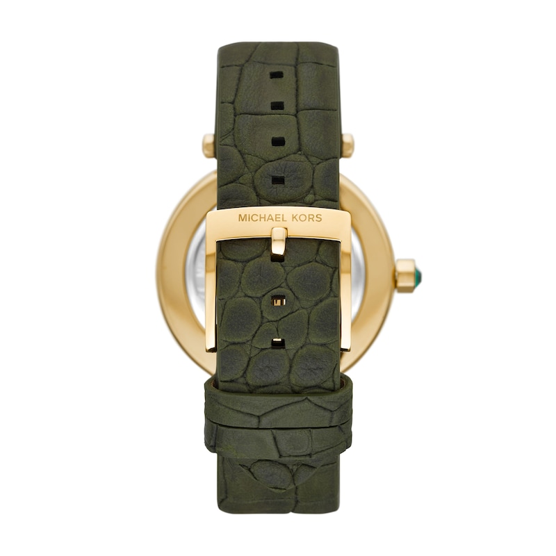 Michael Kors Parker Men's Green Sunray Dial Green Leather Strap Watch