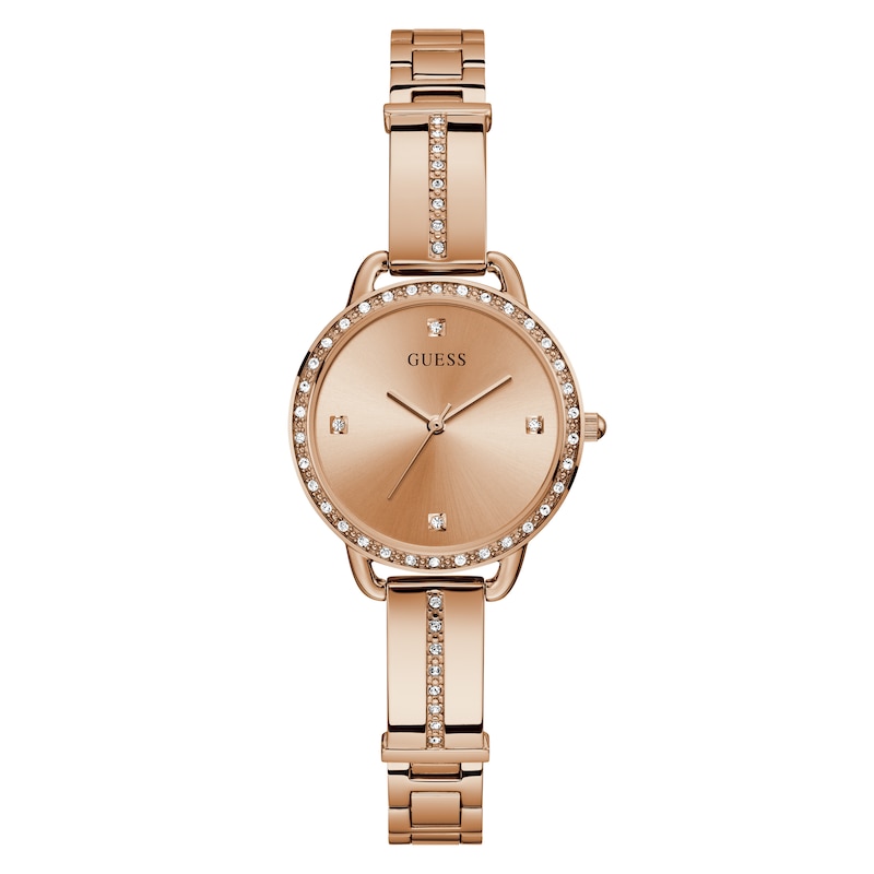 Guess Ladies' Rose Gold Tone Half Bangle Bracelet Watch